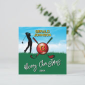 Op maat gemaakte Kerstmonogram voor golfer Feestdagenkaart (Staand voorkant)