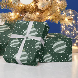 Op maat gemaakte kerstornamenten groen wit sneeuws cadeaupapier