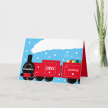 Op maat gemaakte kersttrein voor jongens in de sne
