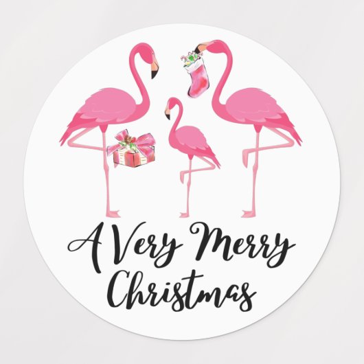Op maat gemaakte kerstvakantiepretflamingo's labels (Design 2)