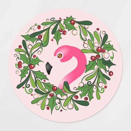 Op maat gemaakte kerstvakantiepretflamingo's labels (Design 1)