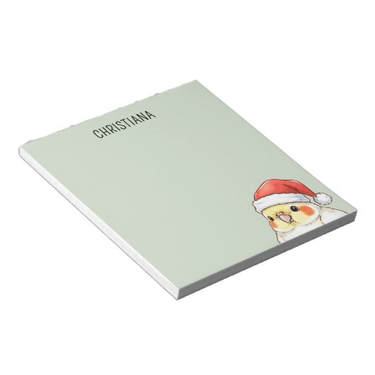 Op maat gemaakte kerstvalk met kerstmuts notitieblok (Schuin)
