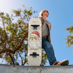 Op maat gemaakte kerstvalk met kerstmuts persoonlijk skateboard