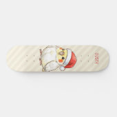 Op maat gemaakte kerstvalk met kerstmuts persoonlijk skateboard (Horizontaal)
