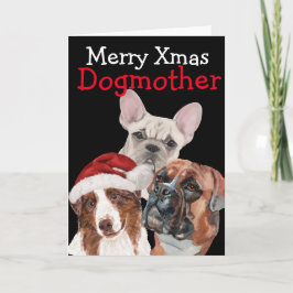 Op maat gemaakte kerstwaterverfkaart van uw hond bedankkaart