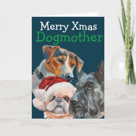 Op maat gemaakte kerstwaterverfkaart van uw hond bedankkaart