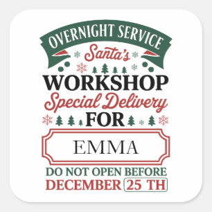 Op maat gemaakte Kerstworkshop van de Kerstman Vierkante Sticker