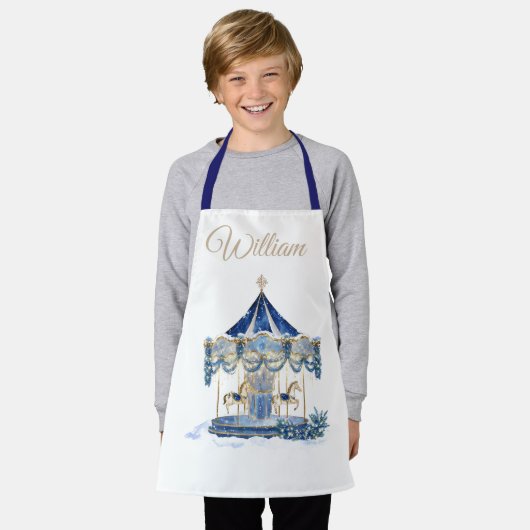 Op maat gemaakte kinder apron | Blauwe glitters dr Schort (Gedragen)