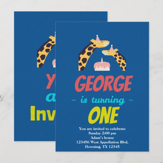 Op maat gemaakte kinder giraffen maskers cartoon u kaart (Voorkant / Achterkant)