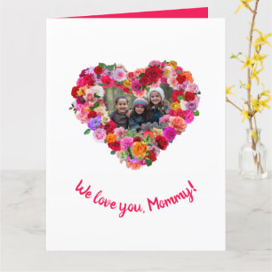 Op maat gemaakte kinderfoto Moederdag Rozen Hart Kaart