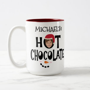 Op maat gemaakte kindergezicht en naam warme choco tweekleurige koffiemok