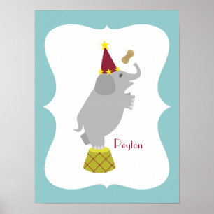 Op maat gemaakte kinderkamer kunstwerk Olifant + P Poster