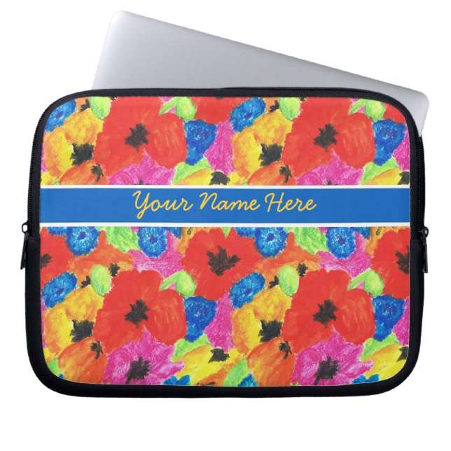 Op maat gemaakte klaprozen en korenbloemen laptoph laptop sleeve (Voorkant)