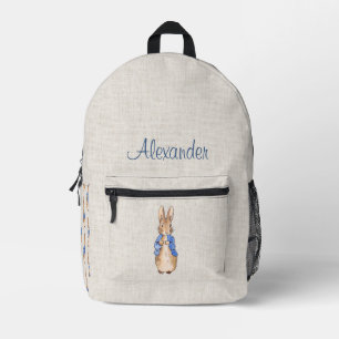 Op maat gemaakte klassieke blauwe konijnenjas bedrukte rugzak