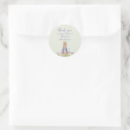 Op maat gemaakte klassieke konijn in blauwe jas ronde sticker