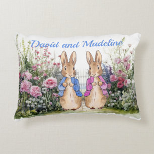 Op maat gemaakte klassieke konijn in het blauw accent kussen