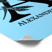 Op maat gemaakte kleur monogram bloemletter A kind Poster (Hoek)