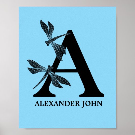 Op maat gemaakte kleur monogram bloemletter A kind Poster (Voorkant)