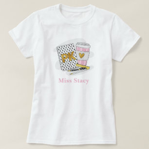 Op maat gemaakte kleuterleidster polka stip notiti t-shirt