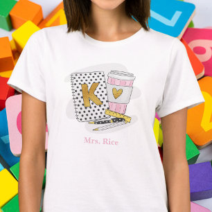 Op maat gemaakte kleuterleidster polka stip notiti t-shirt