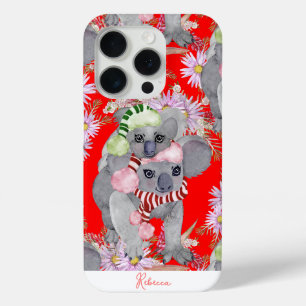 Op maat gemaakte Koala-familie Rode Kerst iPhone 15 Pro Case