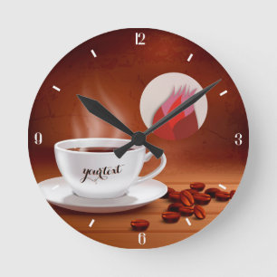 Op maat gemaakte koffieklok cafe muur kunst gepers ronde klok