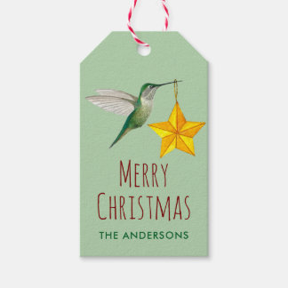 Op maat gemaakte kolibrie en ster cadeaulabel