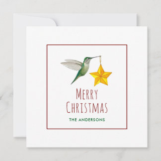 Op maat gemaakte kolibrie en ster kerstkaart