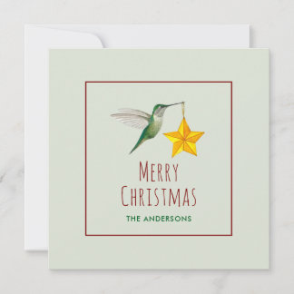 Op maat gemaakte kolibrie en ster kerstkaart