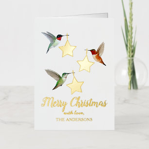 Op maat gemaakte Kolibrie Kerst Folie Feestdagenkaart