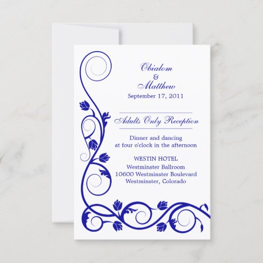 Op maat gemaakte koningsblauwe wervelingen ontvang kaart (Voorkant)