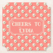 Op maat gemaakte koraalparel “Proost op Naam” Kartonnen Onderzetters (Voorkant)