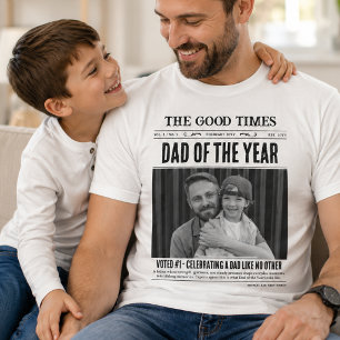Op maat gemaakte krantenhemd, papa van het jaar ca t-shirt