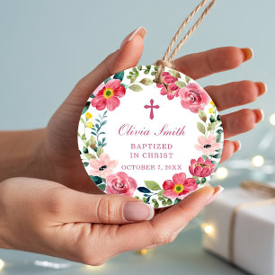 Op maat gemaakte kruisdoopornamenten cadeau keramisch ornament