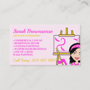Op maat gemaakte kunstenaar Roze schilderij Canvas Visitekaartje