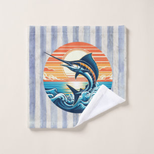 Op maat gemaakte kust/nautisch/strand marlijn zons washandje