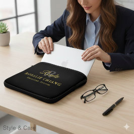 Op maat gemaakte laptophoes met monogram en naam & laptop sleeve