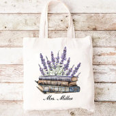 Op maat gemaakte lavendel bloemen boeken tas voor 