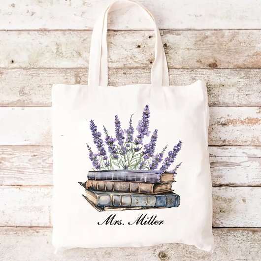 Op maat gemaakte lavendel bloemen boeken tas voor 