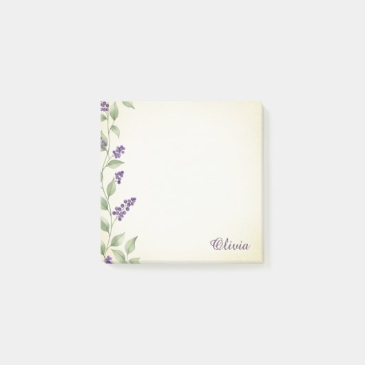 Op maat gemaakte lavendel bloemenaquarel plakbrief post-it® notes (Voorkant)
