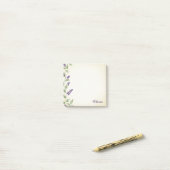 Op maat gemaakte lavendel bloemenaquarel plakbrief post-it® notes (Op bureau)