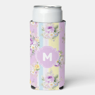 Op maat gemaakte lavendel bloemgestreepte seltzer blikjeskoeler