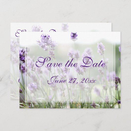 Op maat gemaakte lavendel bohemien save the date a aankondigingskaart (Voorkant / Achterkant)