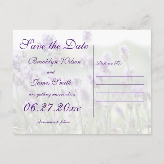 Op maat gemaakte lavendel bohemien save the date a aankondigingskaart (Achterkant)