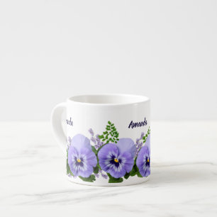 Op maat gemaakte lavendel driekleur bloemen espres espresso kop
