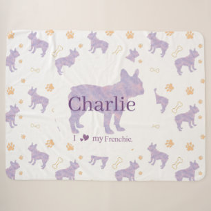 Op maat gemaakte lavendel Franse Bulldog Deken Cad