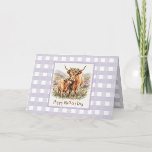 Op maat gemaakte lavendel Hoogland Koe Gingham Moe Kaart