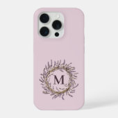 Op maat gemaakte lavendelkrans monogram moeder bru iPhone hoesje (Achterkant)