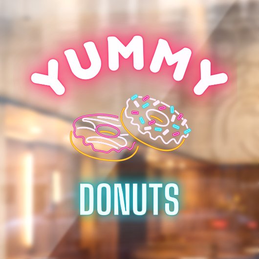 Op maat gemaakte Lekkere Strooidonuts Nep Neonlich Raamsticker (Vel 2)