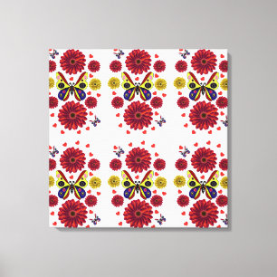 Op maat gemaakte Lente Vlinder Bloemengeschenk Canvas Afdruk